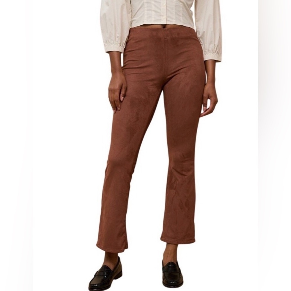 American Eagle Suede Compression Pants Brown Faux Suede Leggings Size XL